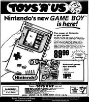 Publicidad de la jugueteria Toys 'R' Us sobre Game Boy en EEUU