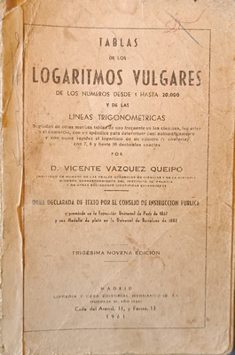Portada de las tablas de logaritmos (ed. 1961)