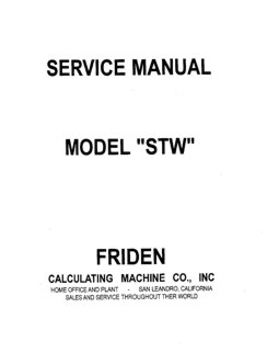 Manual de instrucciones de las calculadoras Friden STW Manual de instrucciones de las calculadoras Friden STW