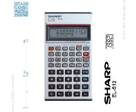 Hoja publicitaria donde se aprecia el tamaño de la calculadora Sharp EL-512